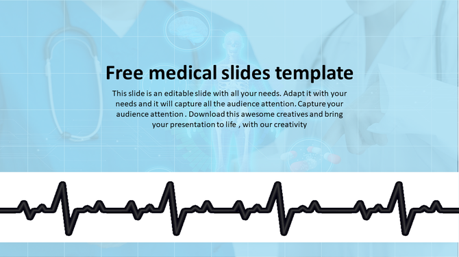 Medical themed PowerPoint slide with stethoscope and heartbeat graphic.