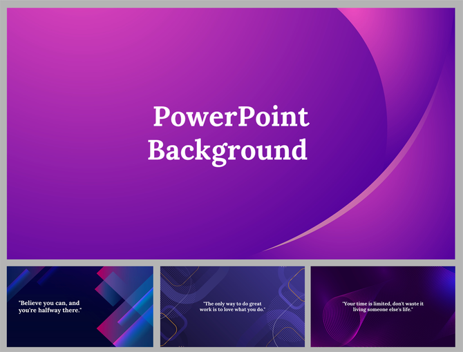 Elegant PowerPoint background slides with a gradient purple theme and abstract design elements.