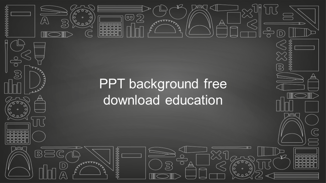 Gray chalkboard style background with white outlined icons of educational items around a title.