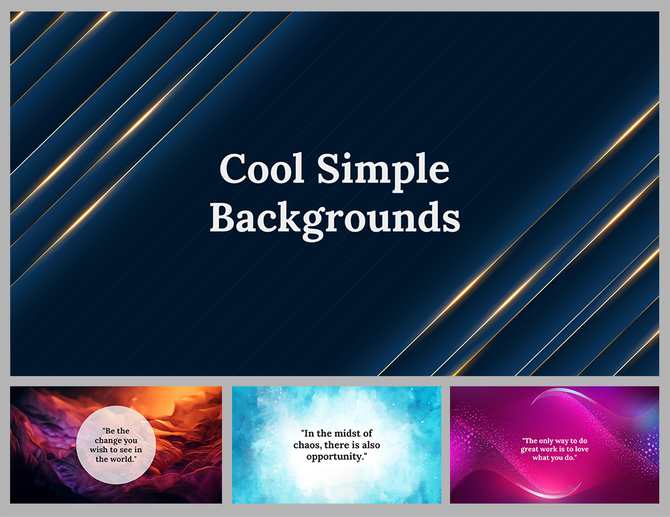 Background slide deck with diagonal gold lines, featuring colorful backdrop images and motivational quotes.