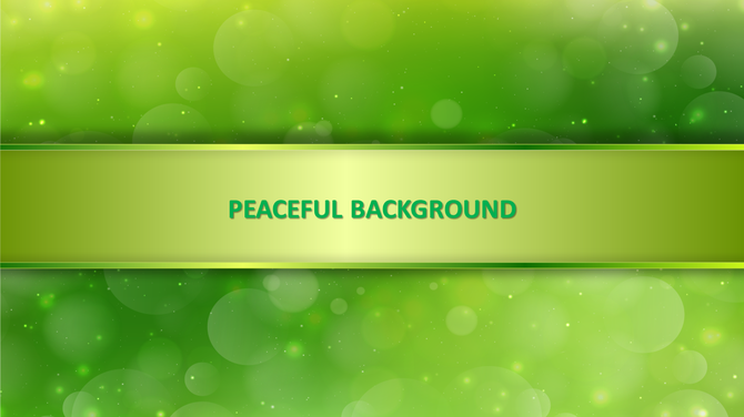 Soothing green backdrop with glowing circular light overlays and centered bold text on a green ribbon style banner. 