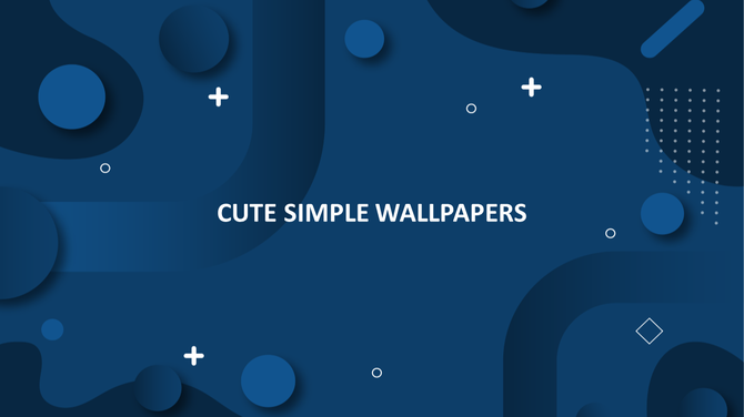 Minimalist navy blue wallpaper with abstract circles, crosses, and rounded shapes in layered gradient tones.