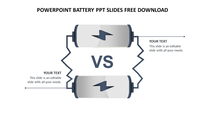Two grey battery icons with lightning symbols, separated by a zigzag divider and text boxes on each side.
