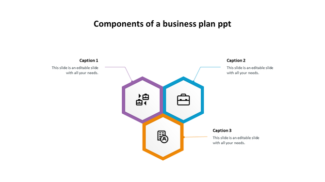 Components Of A Business Plan PPT-Three Hexagonal Holders