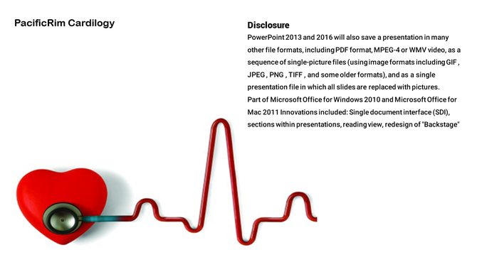 A PowerPoint slide format and saving options, illustrated with a heart rate graphic, displaying information about file formats.