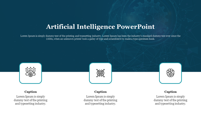Slide from an artificial intelligence with a title and descriptive text, highlighting key AI components and technologies.