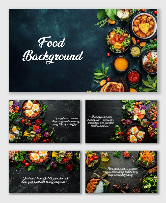 Food Background Pictures with eggs, veggies, and sauces arranged neatly on dark stone table layout.