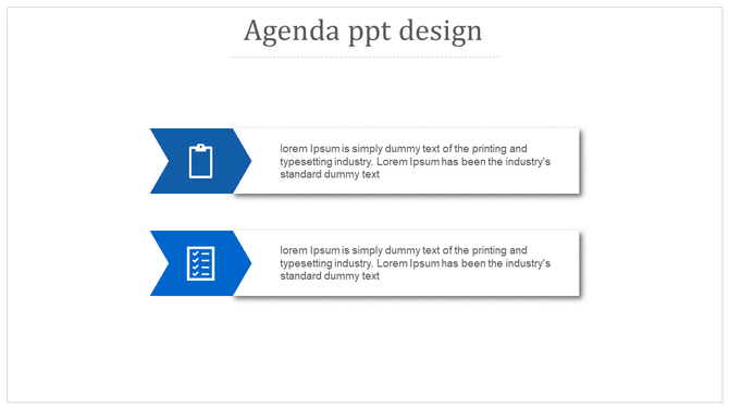 Horizontal layout featuring two blue arrows with icons and text for steps, arranged on a white background.