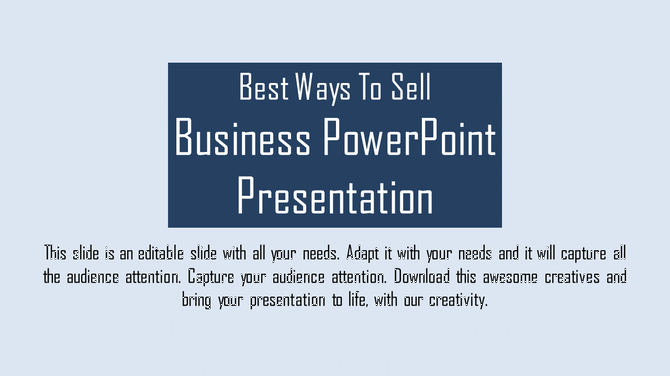 Slide design featuring a centered title in a dark blue box and descriptive text below on a light background.