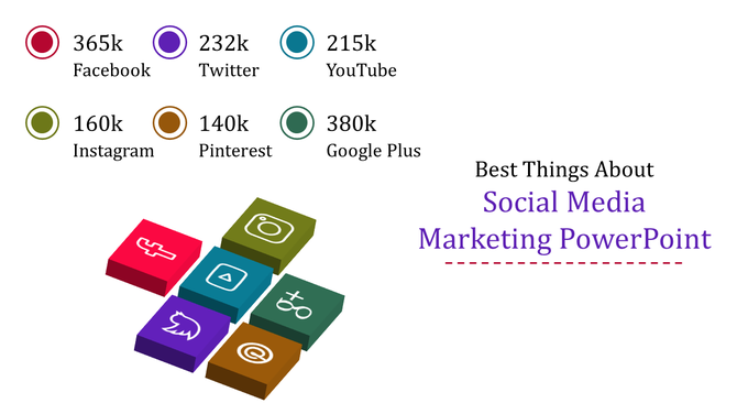 Colorful 3D blocks with social media icons and statistics, showcasing user counts for platforms.