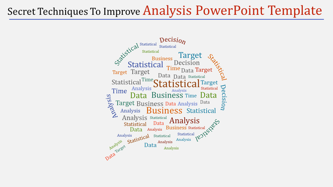 Creative word cloud in a circular layout highlighting key terms such as statistical, business, and analysis.