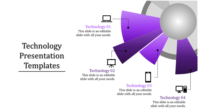 Technology infographic featuring a purple gradient circular design with labeled segments and device-related icons.