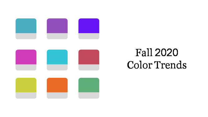 Grid of nine color swatches representing the Fall 2020 color trends in various shades.