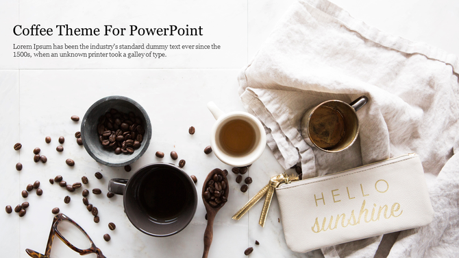 Overhead view of coffee cups, scattered beans, a spoon, a pouch, and a soft beige fabric on a white surface.
