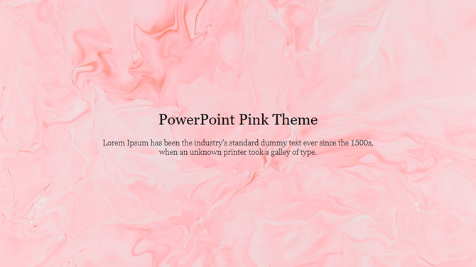 Slide with a fluid pink marble background and centered text in a clear and elegant layout.