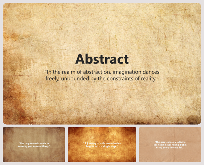 Ancient style background slides with textured parchment and inspirational quotes for abstract presentations.