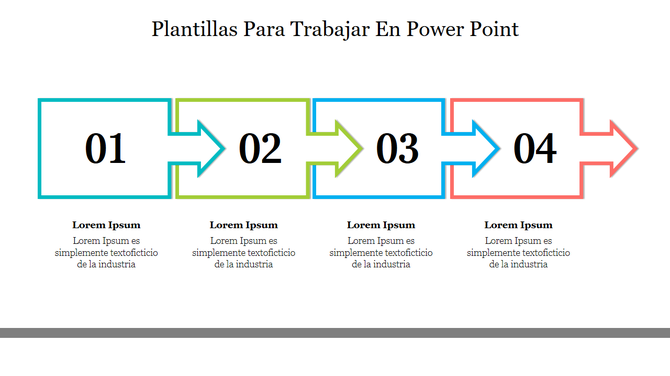 Plantillas para trabajar en flowchart design with numbered boxes and arrows in teal, green, blue, and red, along with text.