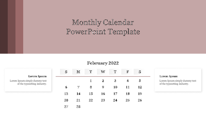 Monthly calendar for February 2022 with days of the week at the top and a grid showing dates, with caption areas.