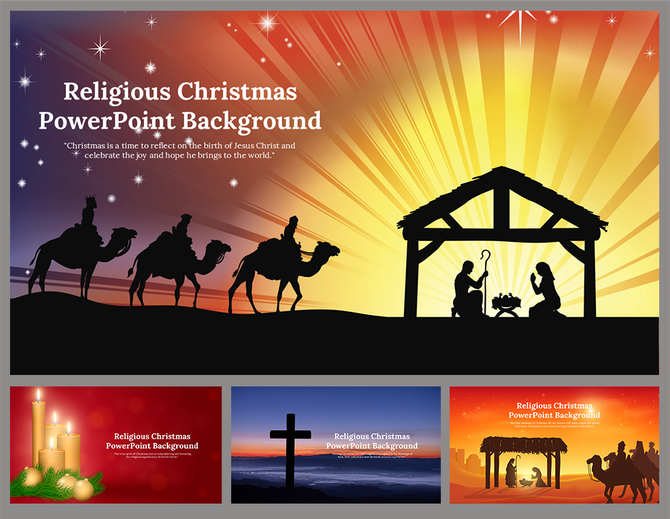 Religious christmas background slides depicting the nativity scene with silhouettes.