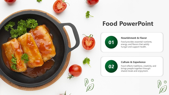 Rustic background with herbs, garlic, and vegetables on the right, and centered text with a red underline.