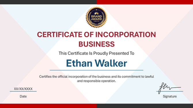 Business Incorporation Certificate PPT And Google Slides