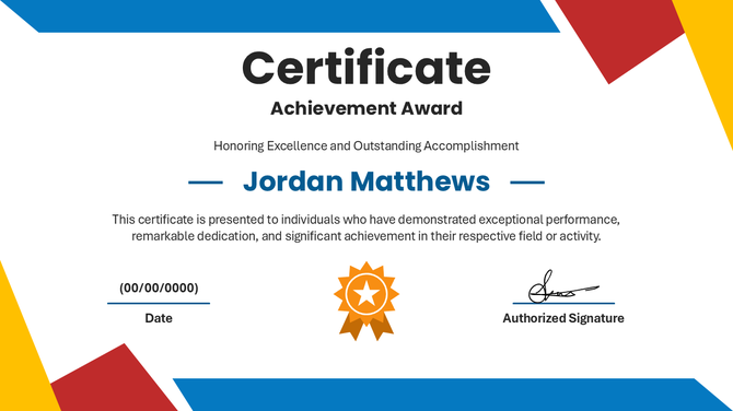 Achievement Award Printable PowerPoint And Google Slides