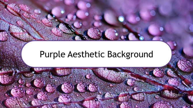Close up of purple colored droplets on a textured surface with a white rectangular box displaying the title.