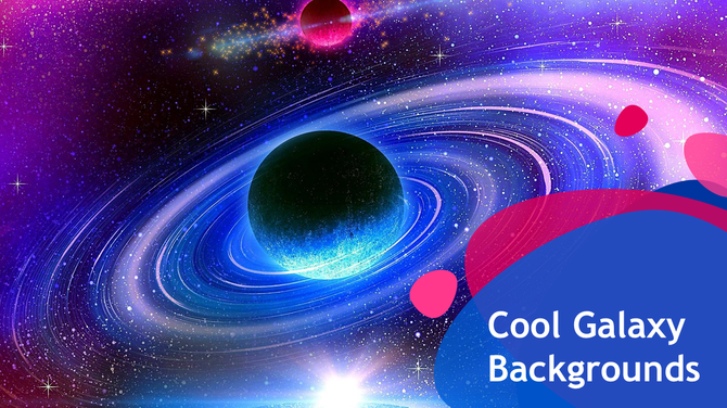 Galaxy background slide featuring swirling hues of purple, blue, and pink, with sparkling stars scattered across the cosmos.