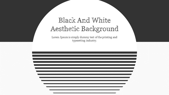 Minimalistic monochrome design with horizontal lines in a circular pattern against a black and white background.
