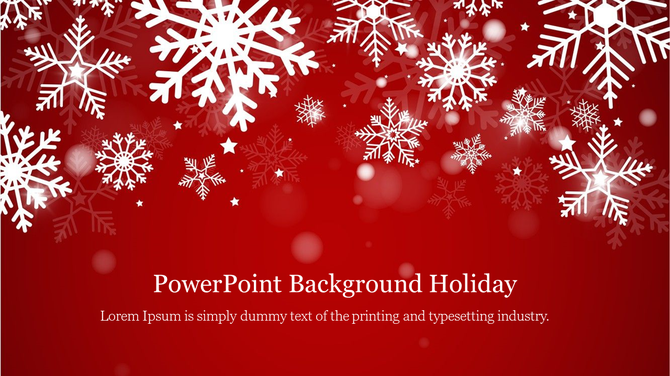 Red holiday themed design slide with white snowflakes and stars scattered around a glowing background.