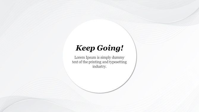 Slide with a large circular text area in the center on a light wavy white background.