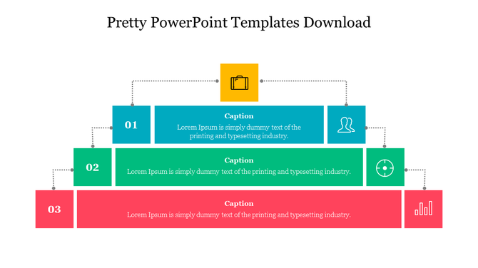 Colorful tiered diagram with blue, green, and red blocks, each containing icons, captions, and numbered labels.