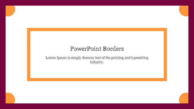 Slide featuring a purple outer border with corner details, and an orange rectangular frame around the text in the center.