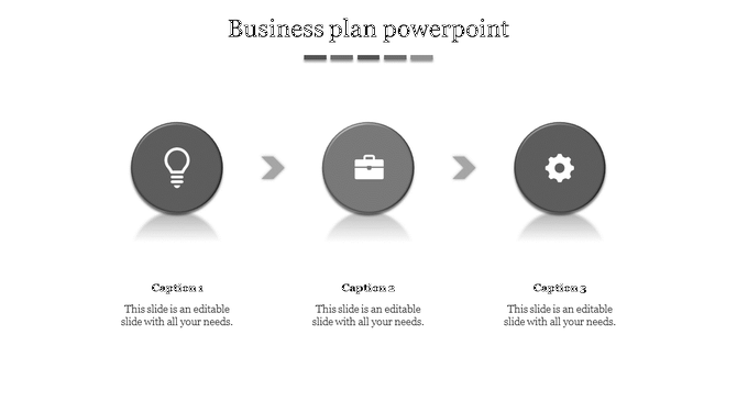 Minimalist business strategy timeline with three gray icons representing key stages in a structured process flow.