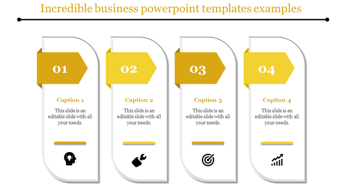 Infographic template showing four vertical panels with yellow highlights, captions, and step-specific icons.