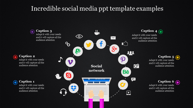 Dark Social Media PPT Template and Google Slides Themes