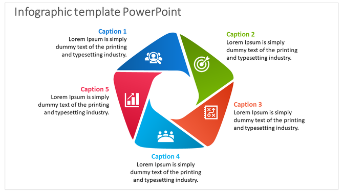 Five-segment pentagon infographic featuring icons for strategy, analysis, teamwork, growth, and planning.