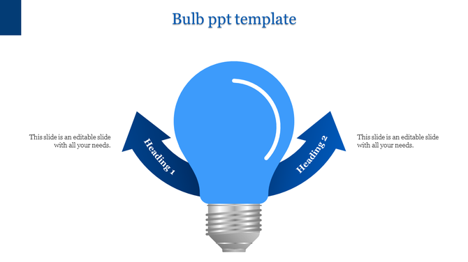 Innovation infographic with a light bulb at the center and six blue arrows illustrating key stages or steps in a process.