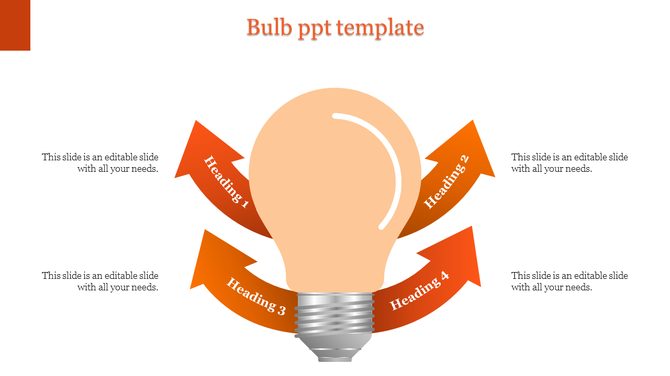 Infographic with a light orange bulb at the center and curved arrows representing four steps arranged symmetrically.