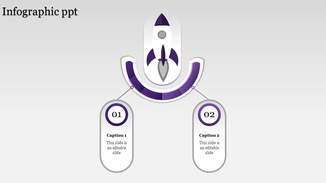 Business growth infographic featuring a white and purple rocket above a curved segmented progress arc.