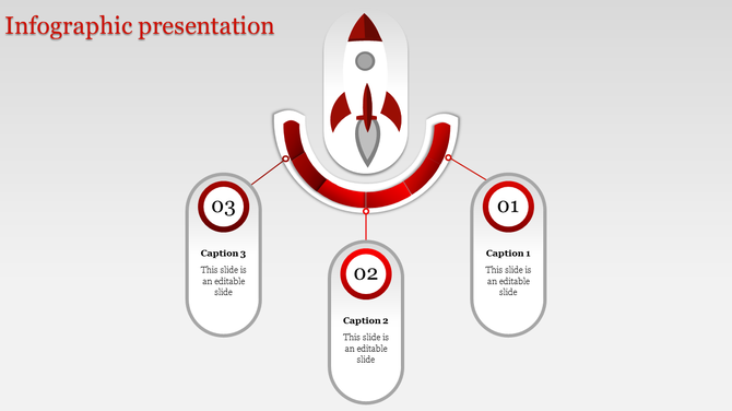 Business growth infographic featuring a white and red rocket above a curved segmented progress arc.