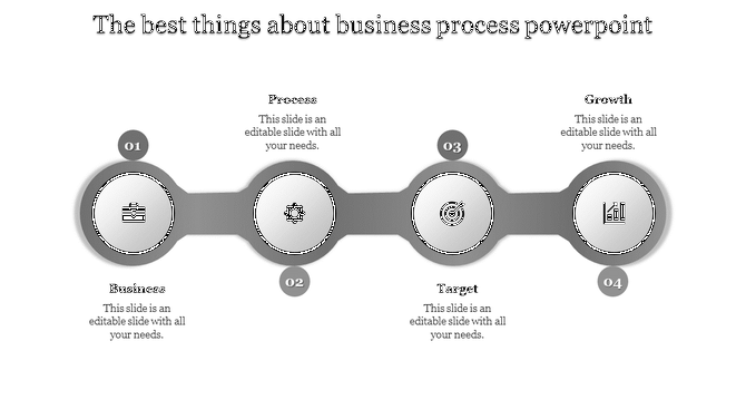 Purple gradient pipeline diagram with four circular nodes labeled 01 to 04, representing business stages.
