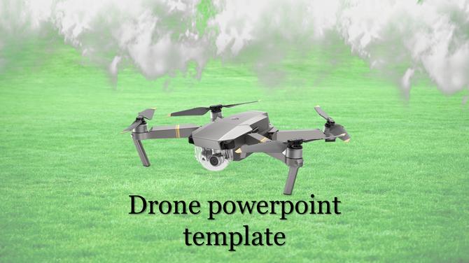 Slide featuring a modern drone in flight, set against a green background with the title text.
