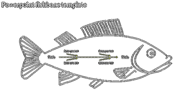 Minimalist fishbone diagram with arrows and text fields, outlined in white on a black background.