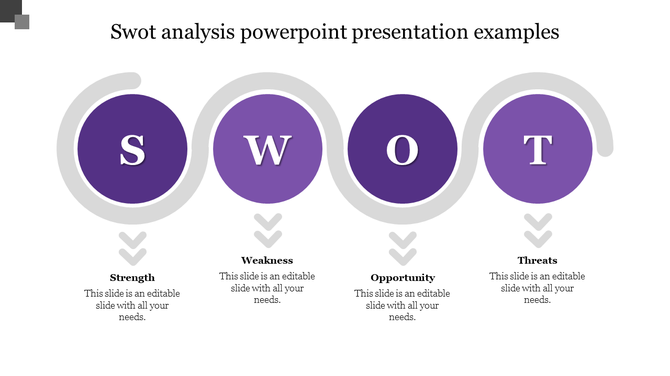 Four purple circles aligned horizontally, each with a curved gray arrow wrapping around the half of the circles.