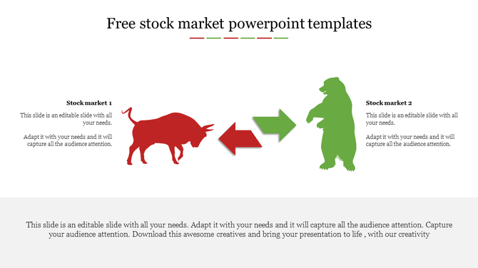 Red bull and green bear icons facing each other with arrows between them, symbolizing stock market trends.