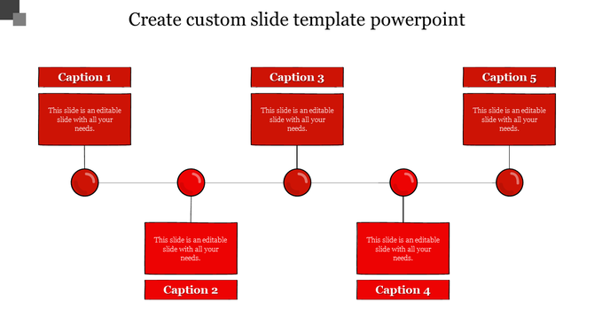 Custom PowerPoint slide featuring a red hierarchical diagram with five connected captions for structured content.