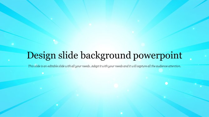 PowerPoint slide with a vibrant blue background featuring rays of light and floating particles.