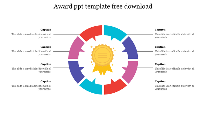 Awesome Award PPT Template Download With Eight Nodes