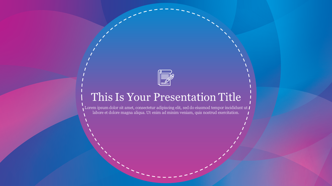 Colorful wave themed background slide with a circular placeholder text.